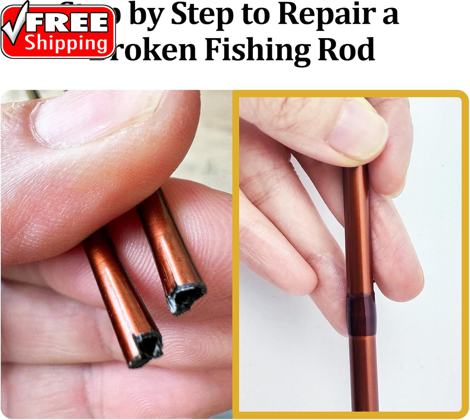 Fishing Rod Repair Kit Complete with Accesssories, Carbon Fiber Stick Fishing Po