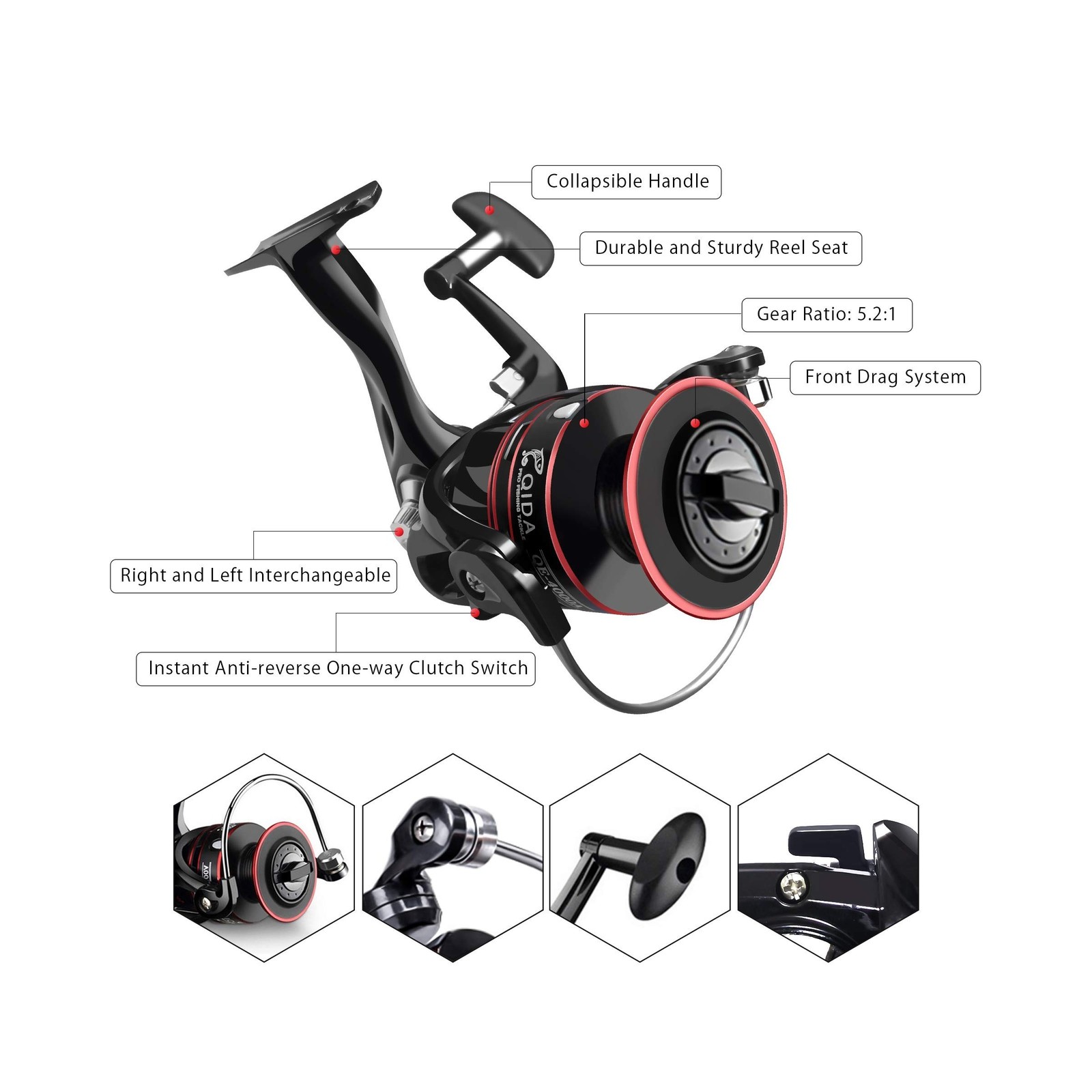 Fishing Pole Kit, Carbon Fiber Telescopic Fishing Rod and Reel Combo with Spi…