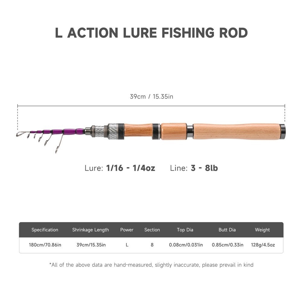 Fishing Rod 1.8M L Action for BFS Titanium Tip Carbon Material Solid Wood Grip