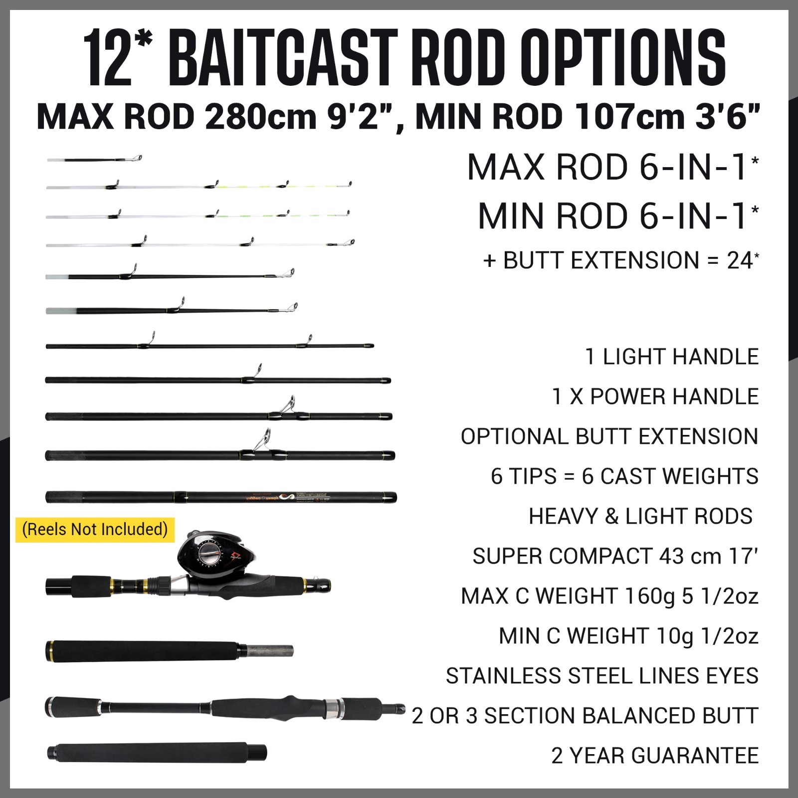 Infinite Ultimate 25-in-1 Compact multifunction Spin-Bait-Fly Travel Fishing Rod