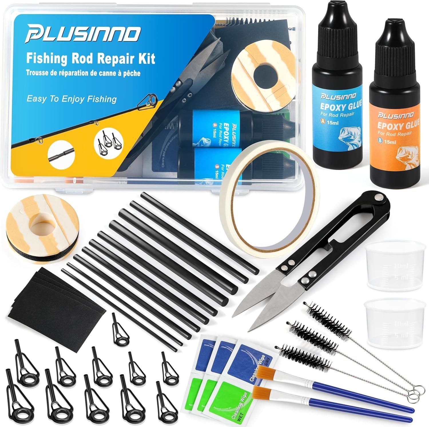Fishing Rod Repair Kit Pole Tip Replacement Set with Glue Thread and Eyelets