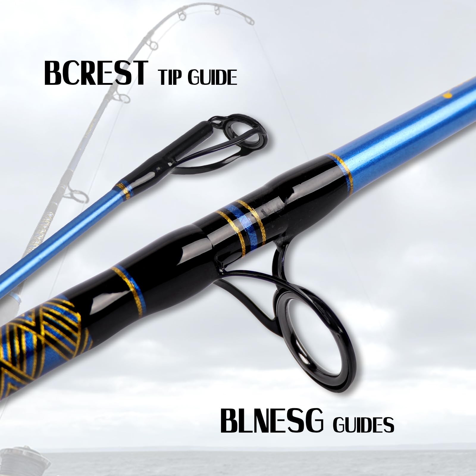 Saltwater Graphite Jig Jigging Spinning Fishing Rod 2 Piece Deep Sea Jig Pole…