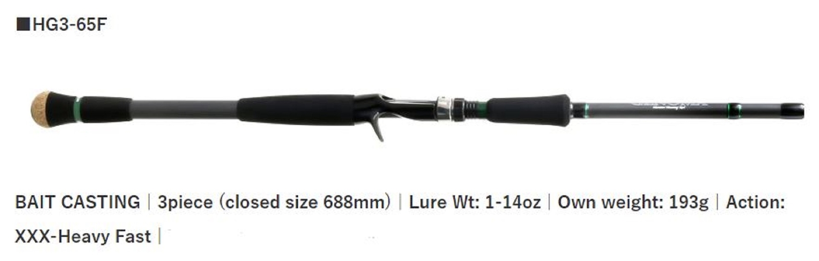 Deps Rod Baitcast Huge Custom Genoma HG3-65F 3 piece (2742)
