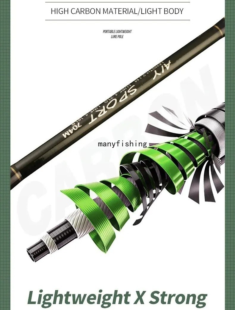 Travel Fishing Rods 1.83M 2.1M 2.4M Carbon Fiber Spinning Casting Pole 4-16LB