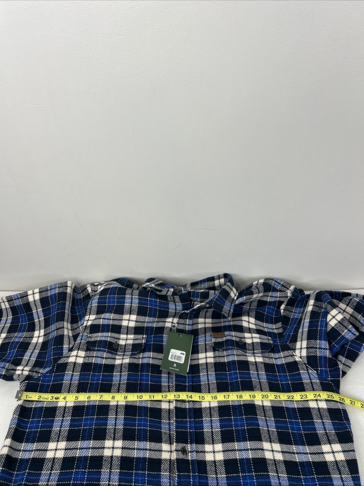 Orvis Mens XXL Blue White Plaid Flannel Pockets Heavyweight Outdoor Shirt Jacket