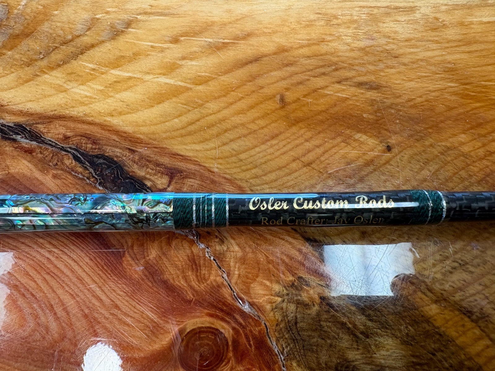 OSLER CUSTOM RODS MADE BY JAY OLSER -ABALONE SHELL INLAY-($849 NEW)