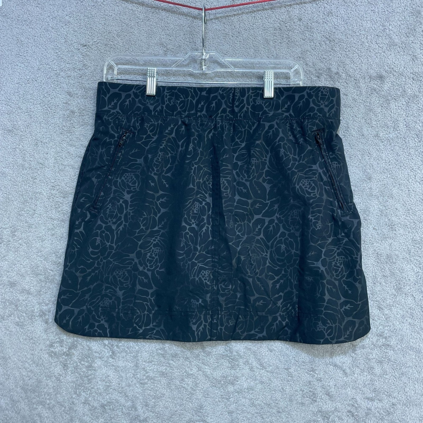 Orvis Women’s L Black Floral Active Skorts With Pockets B1366