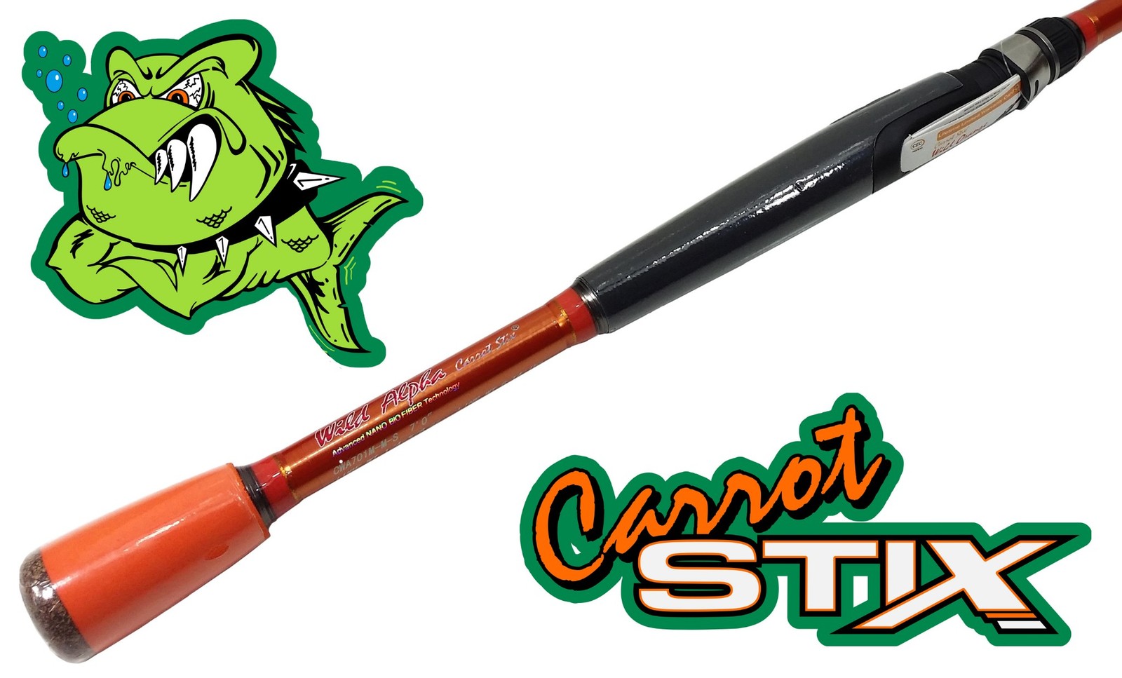 1PC Carrot Stix Spinning 6′ MEDIUM Wild Orange Alpha Bass Fishing Rod