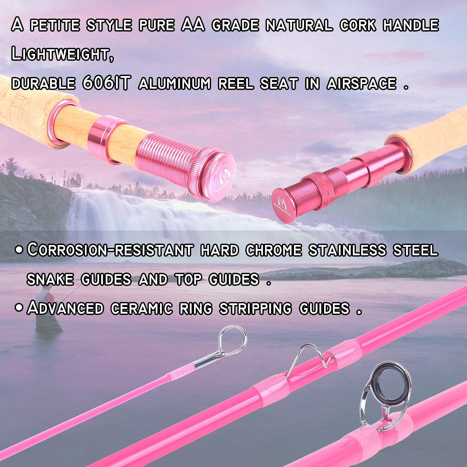 Women’s Elegant Pink Fly Fishing Rod: 2/5-weight with Rod Tube