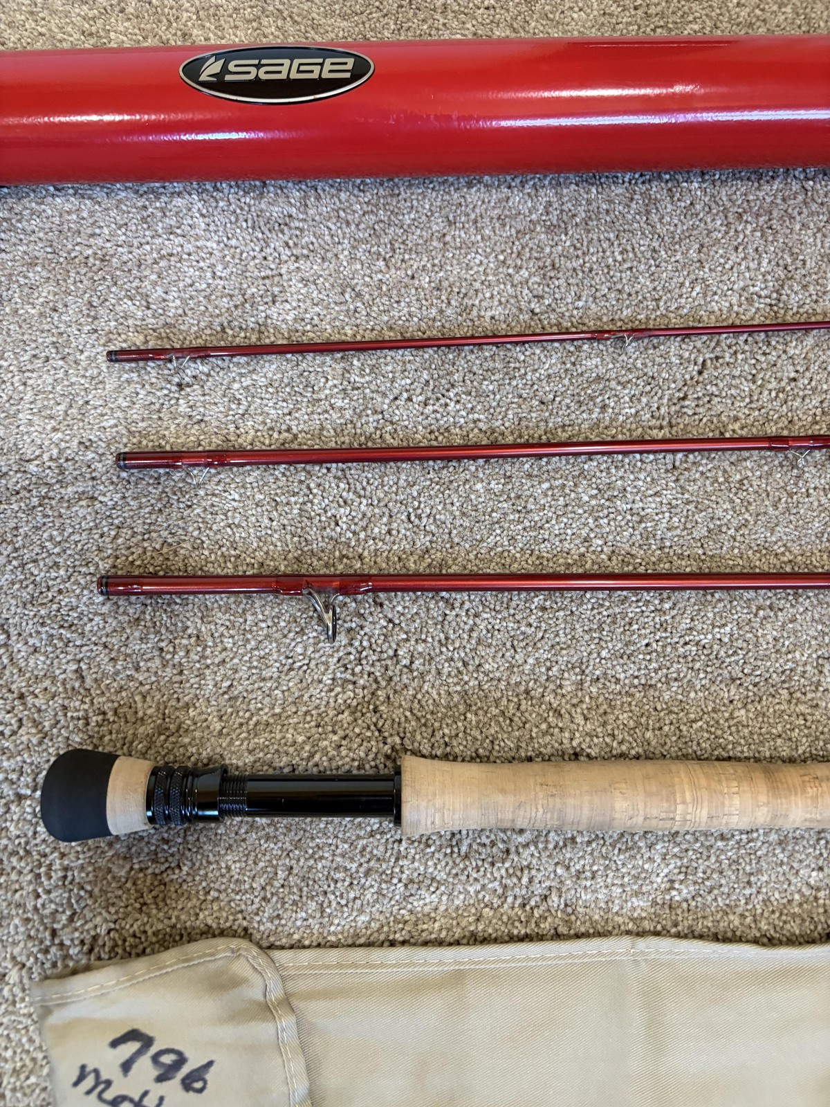Sage Method 796-4 Fly Rod 9’6 7wt 4 Piece Red Graphite Konnetic Extra Fast Rod