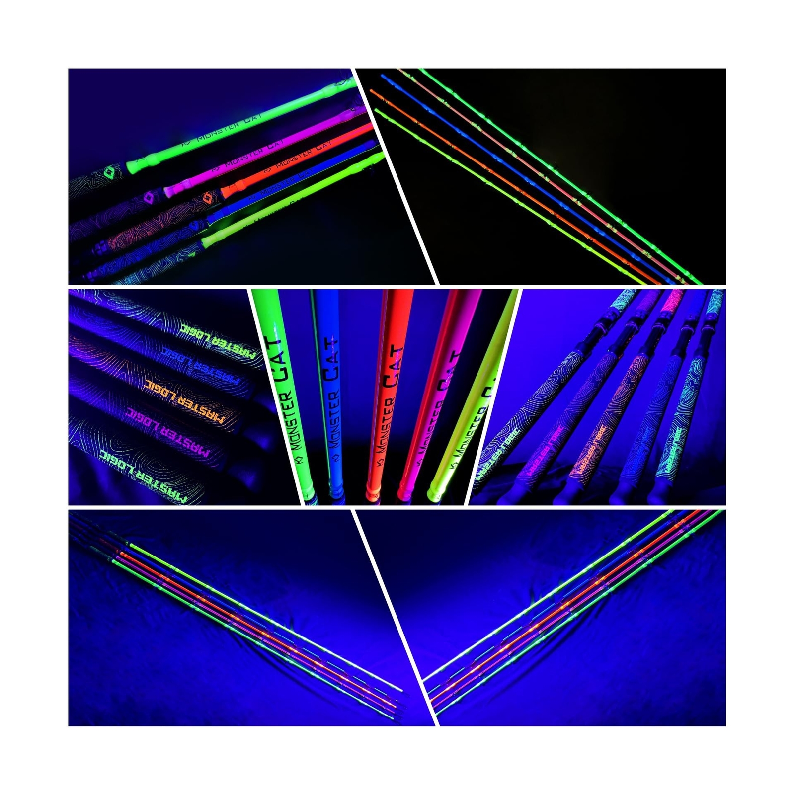 Catfish Fishing Rod, 7’Glow with Black Light 1 Piece Catfish Casting Rods