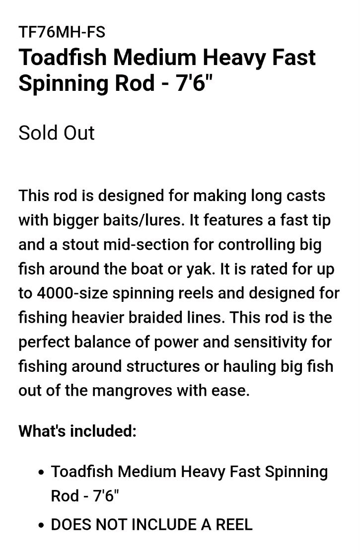 Toadfish TF76MH-FS- 🐟 NEW