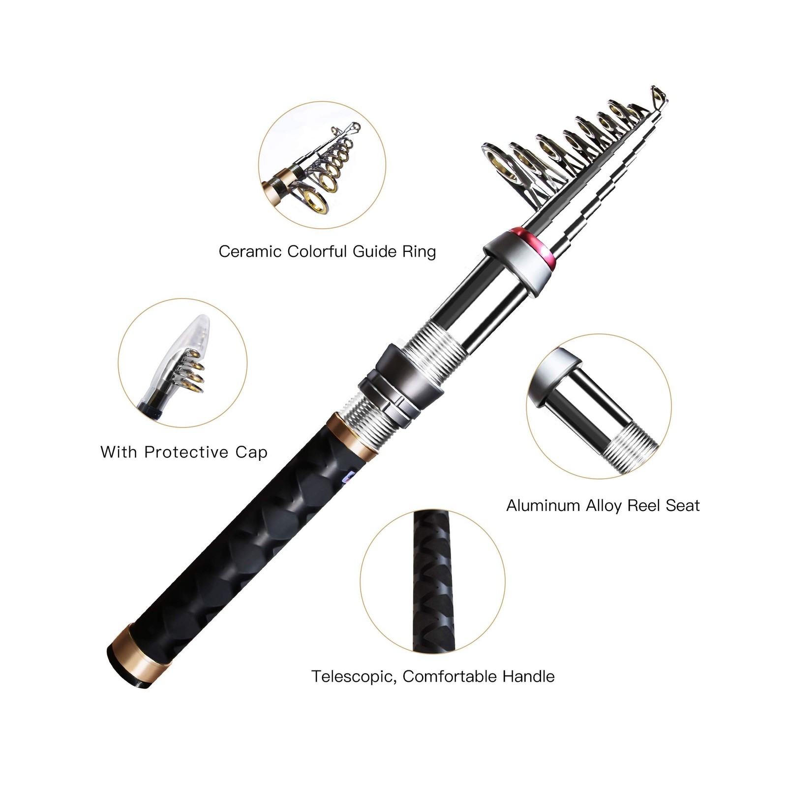 Fishing Pole Kit, Carbon Fiber Telescopic Fishing Rod and Reel Combo with Spi…