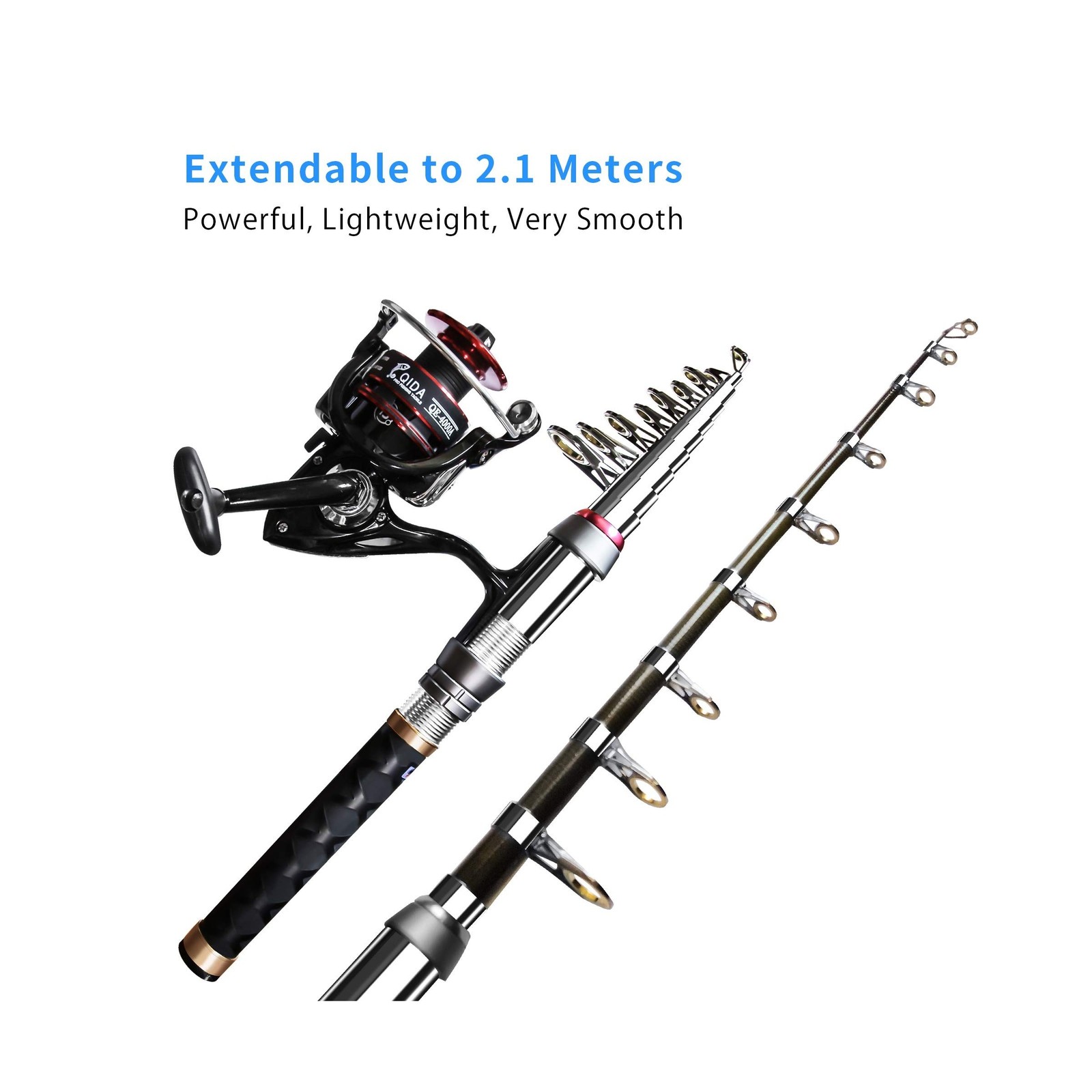 Fishing Pole Kit, Carbon Fiber Telescopic Fishing Rod and Reel Combo with Spi…