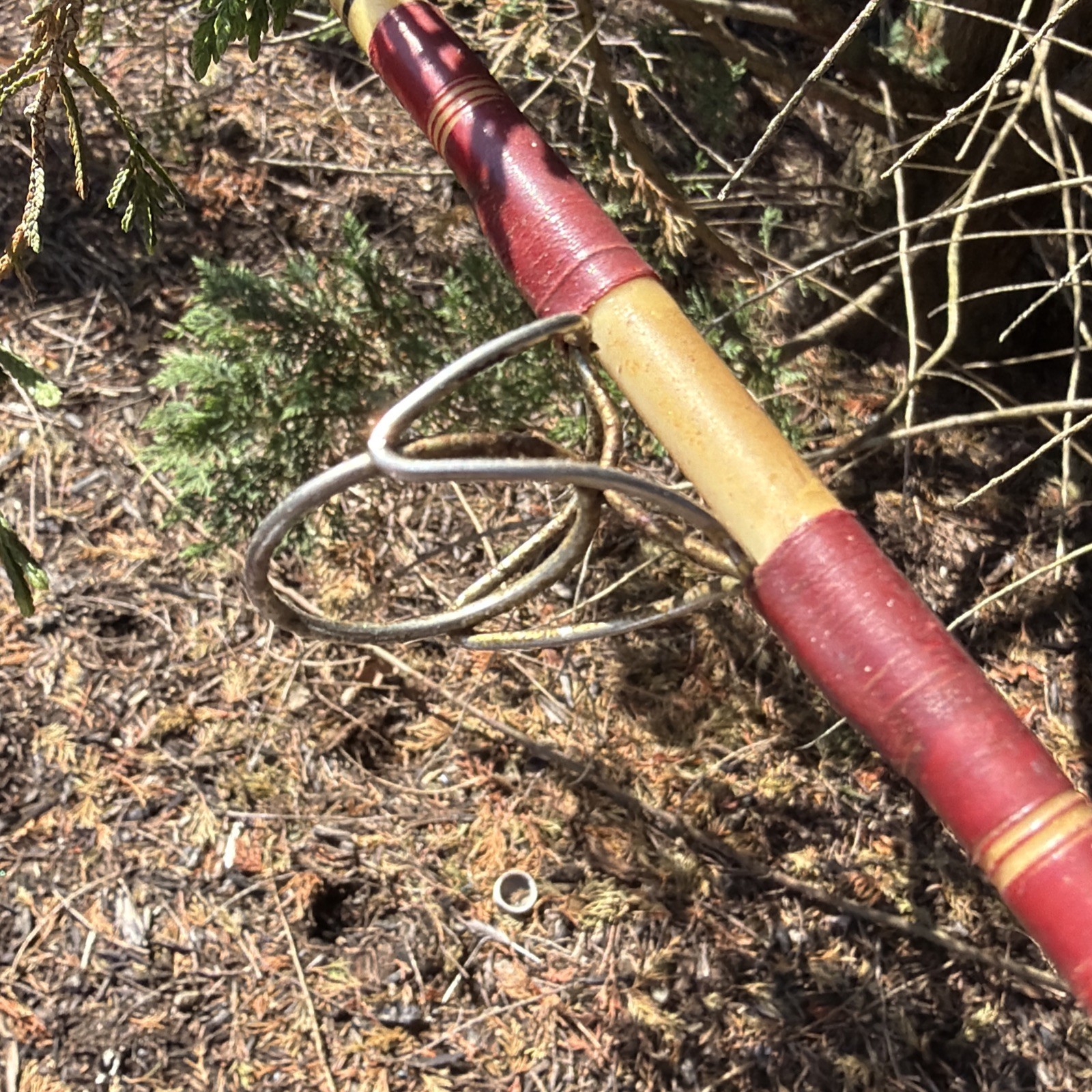 Vintage National Fiberglass TRU 1005S Fishing Rod 62” Wooden Handle USA