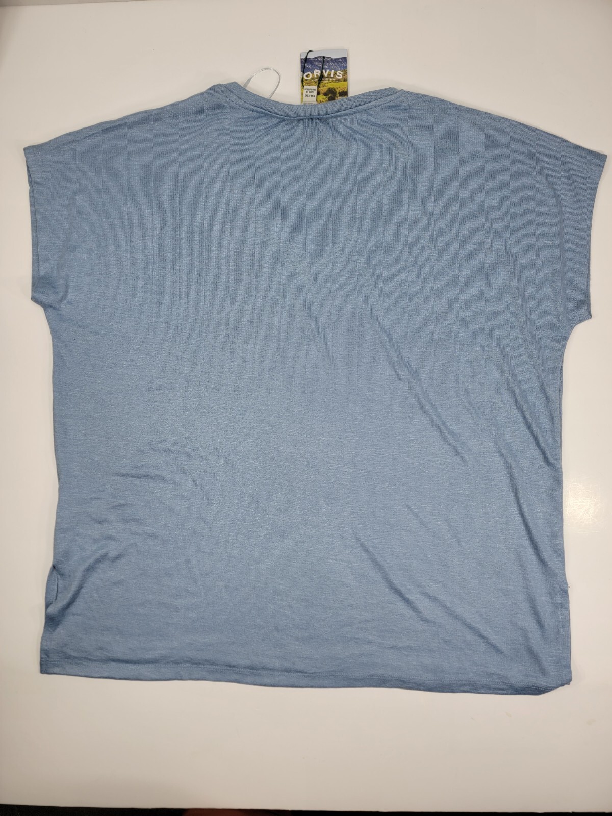 NEW Orvis Women’s Tunic Knit Top V-Neck Short Sleeves Side Slit Blue XXL 2XL NWT
