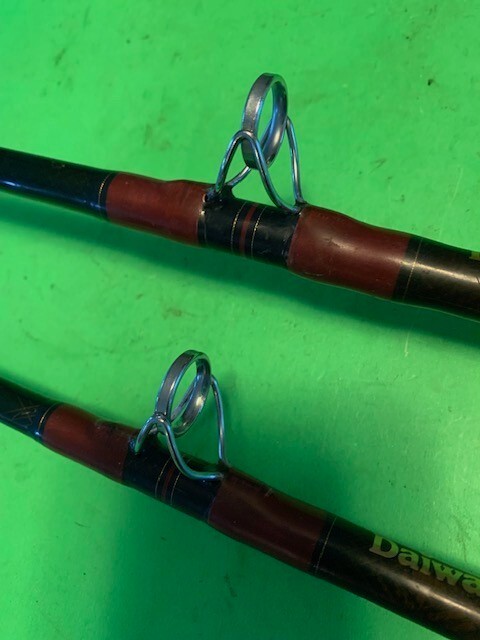 MATCHING PAIR OF 2 DAIWA SEALINE POWERLIFT 7 FOOT CONVENTIONAL FISHING RODS