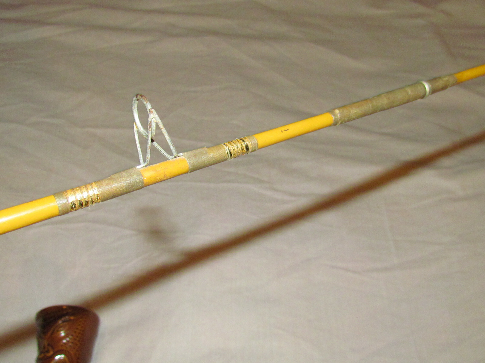 The ANGLER Rod Casting Fiberglass 6ft Pole 2Pc Cork Handle /USA Made/ Vintage GC