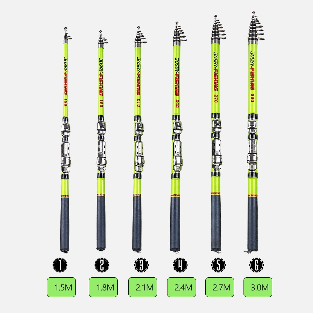 Spinning Rod Rock Fishing Carbon Fiber Mini Telescopic 1.5/1.8/2.1/2.4/2.7/3.0M