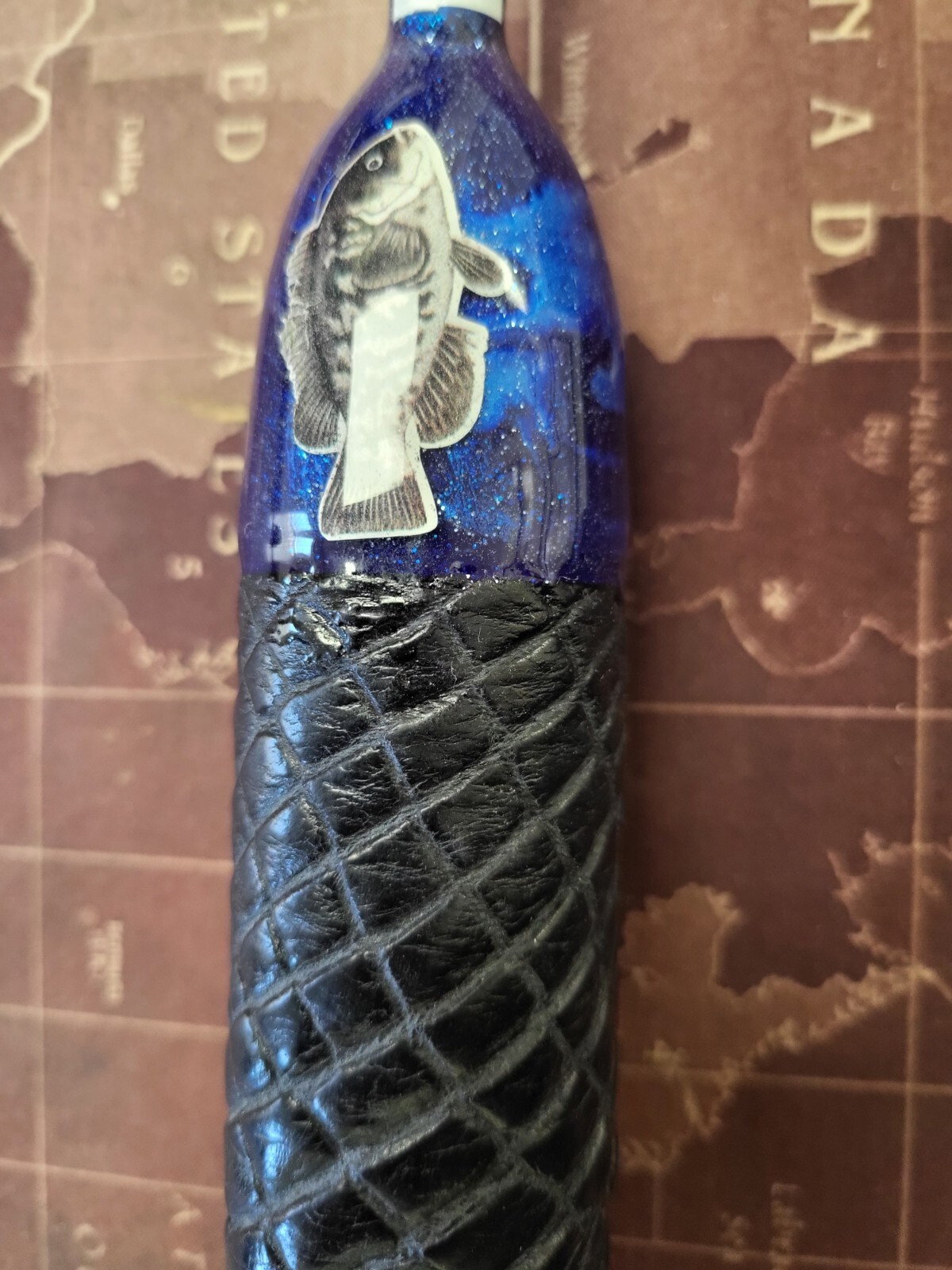 Custom Fishing Rod with Real Alligator Skin Grips and Awesome Paint Job