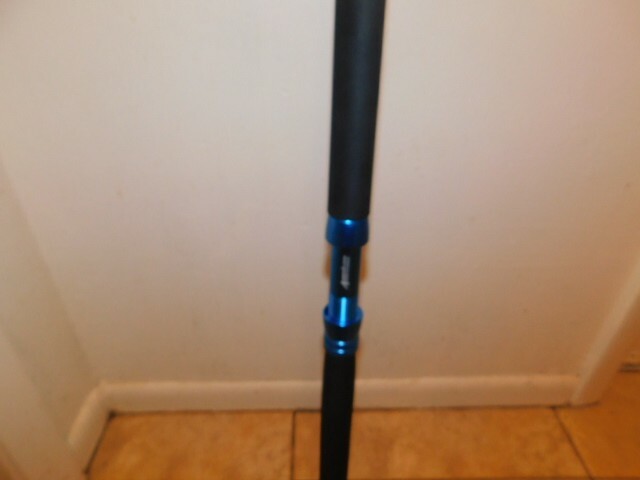 CUSTOM CONVENTIONAL ROD 7′ SEA BLUE PEARL MARBLE 25-50 LB TURBO GUIDES NEW
