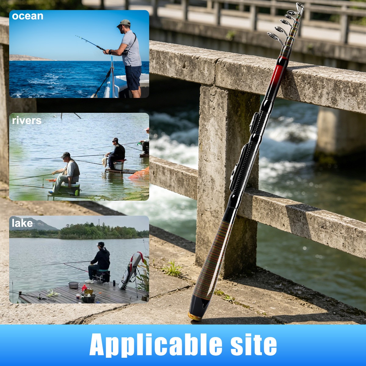 2X Strong Carbon Fiber Telescopic Fishing Rod Sea Travel Spinning Pole 6.9’/2.1M