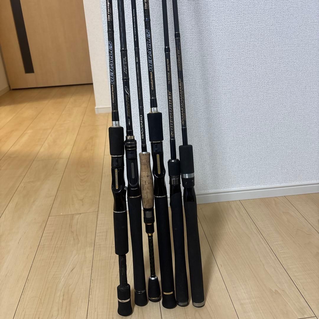 Bass rod set of 6 including Evergreen Heracles, Deps Sidewinder, Tailwalk