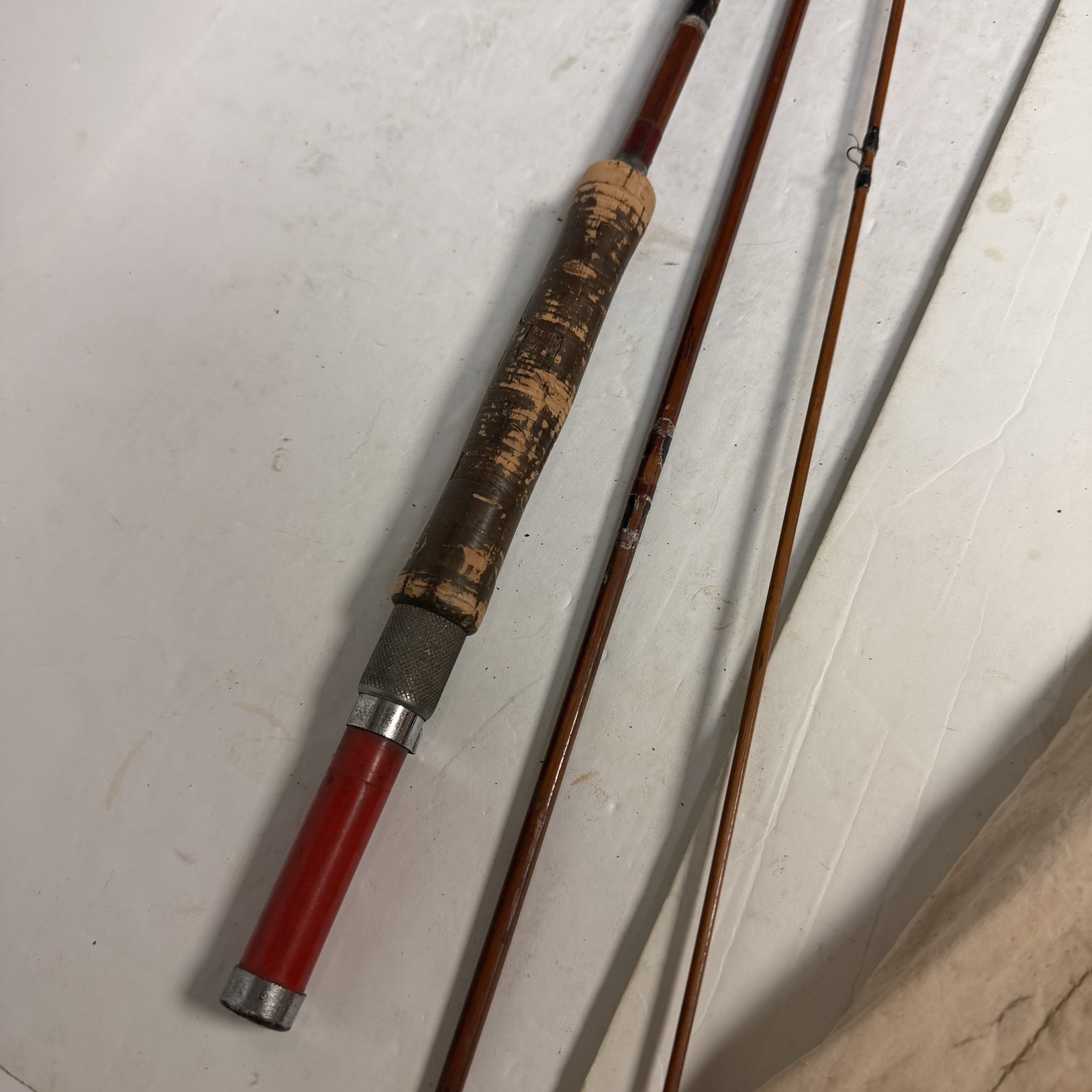 Vintage Bamboo Fly Rod W/ Sock & Canvas Bag Trout Rod Montague? South Bend?