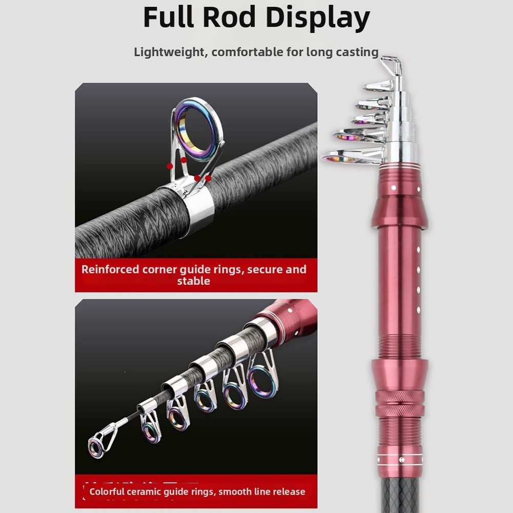 Telescopic Fishing Rod Ergonomic Grip Handle Enlarged Guide Ring Design