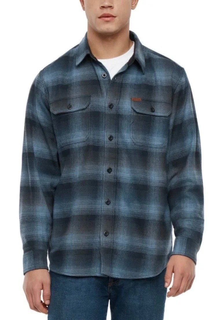 Orvis Men’s Size S Blue Plaid Long Sleeve Button-Up Beefy Flannel Shirt n1311