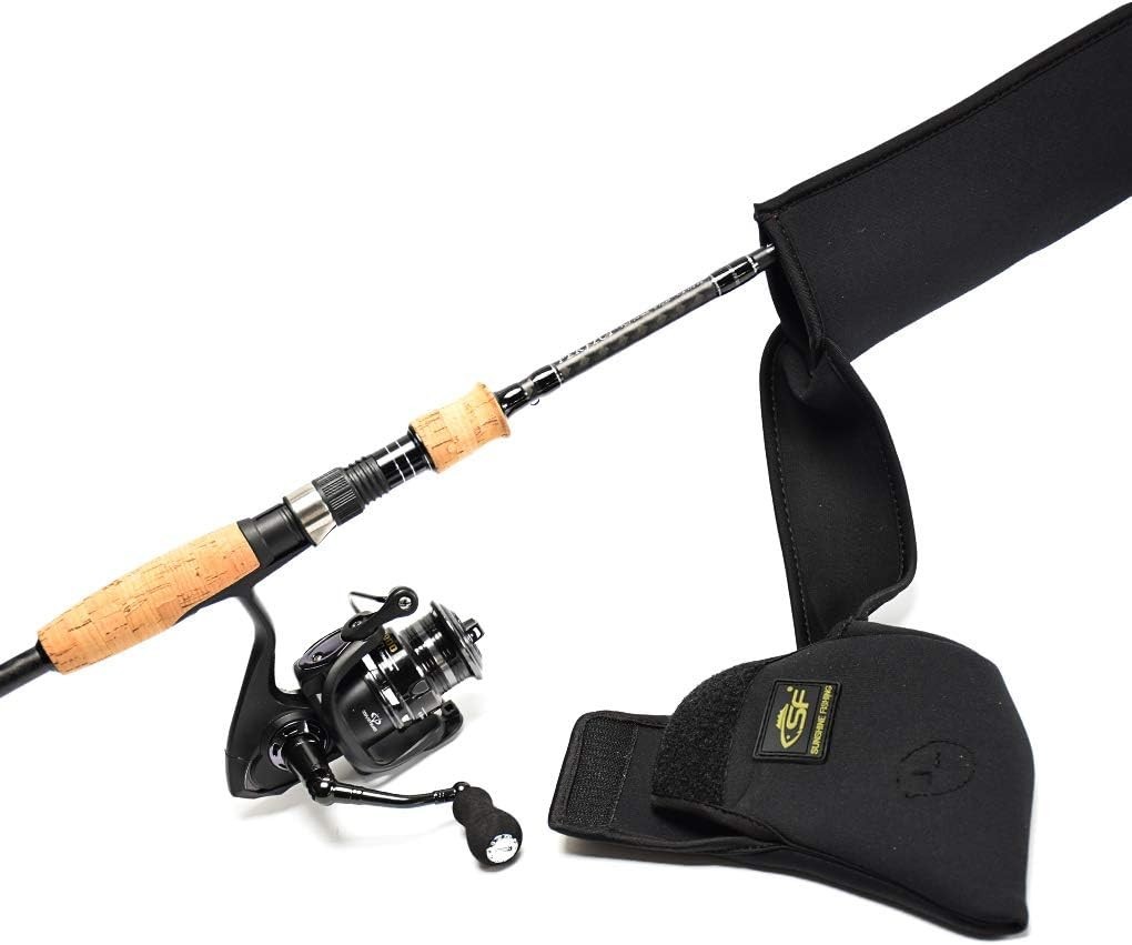 SF Fishing Rod Sleeve Cover Rod Socks Black Spinning Reel Pro 7-7’3″ 3000 Size