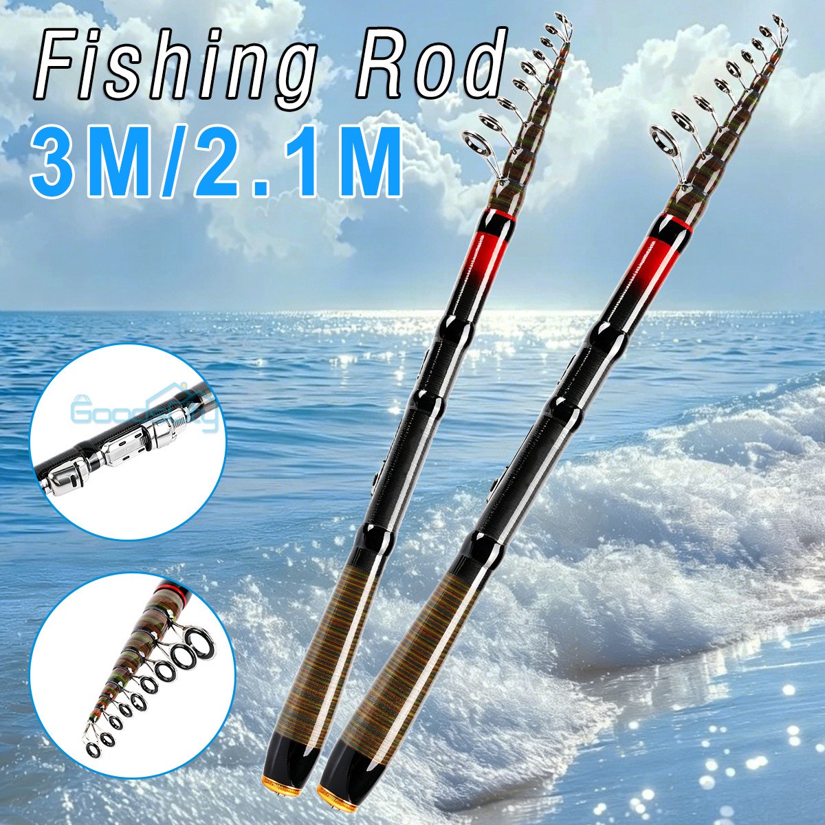 NEW Carbon Fiber Telescopic Fishing Rod Saltwater Freshwater Portable Fishing