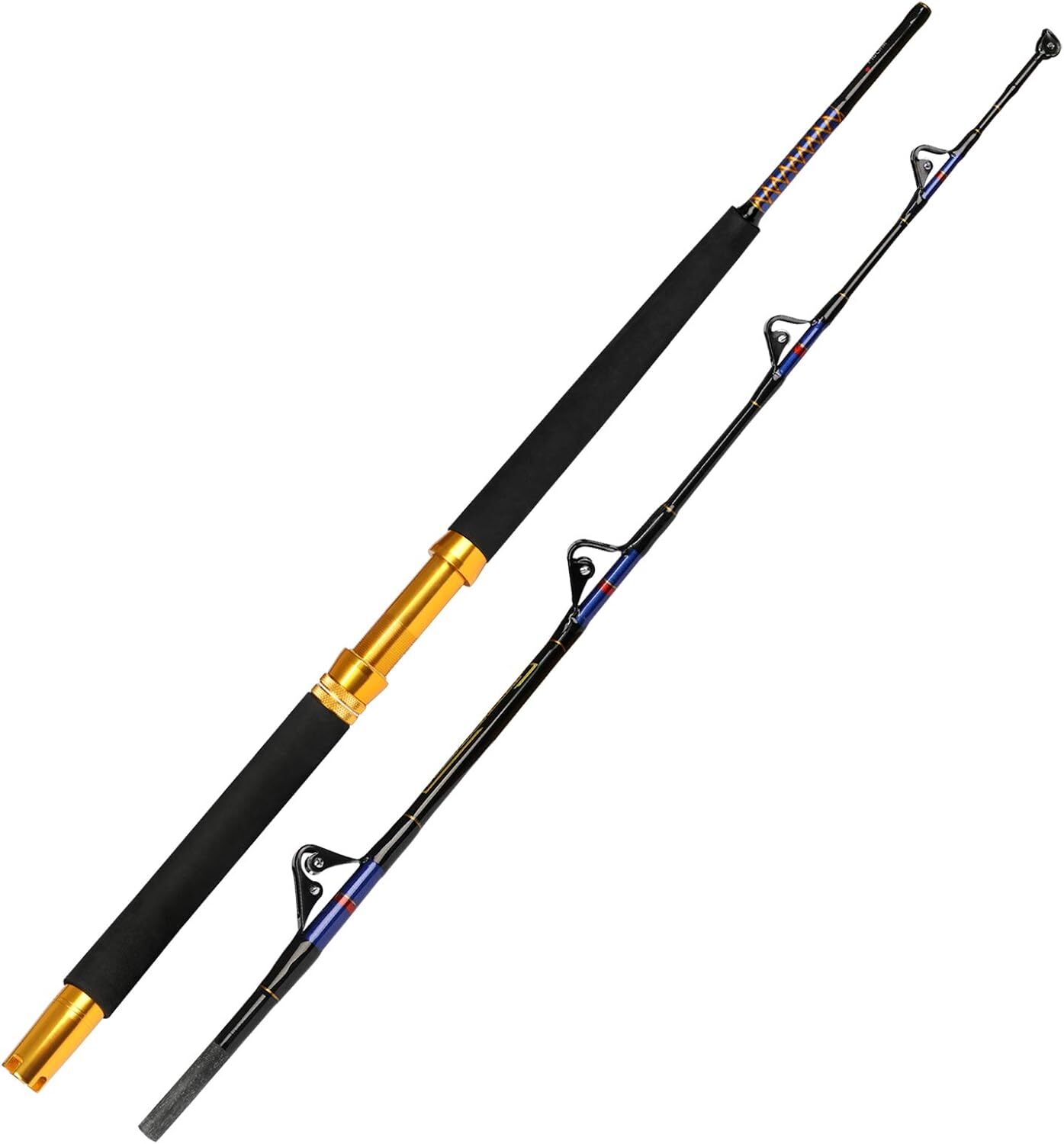 Saltwater Trolling Rod 1PC/2PC Heavy Roller Big Game Offshore Boat Fishing Pole