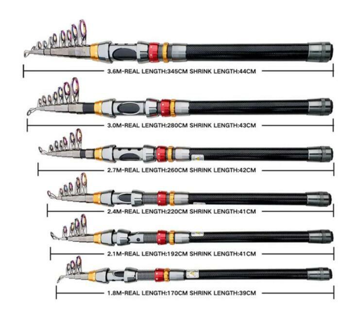 1.8M-3.6M Fishing Rods Telescopic Pole Saltwater Carp Carbon Fiber Spinning Rods