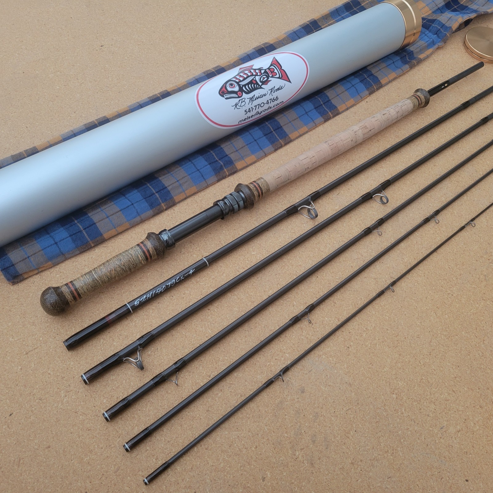 R.B. Meiser Highlander S2H14079CX-6 / 14′ 8wt 6pc EVE Travel Spey Fly Rod w Tube