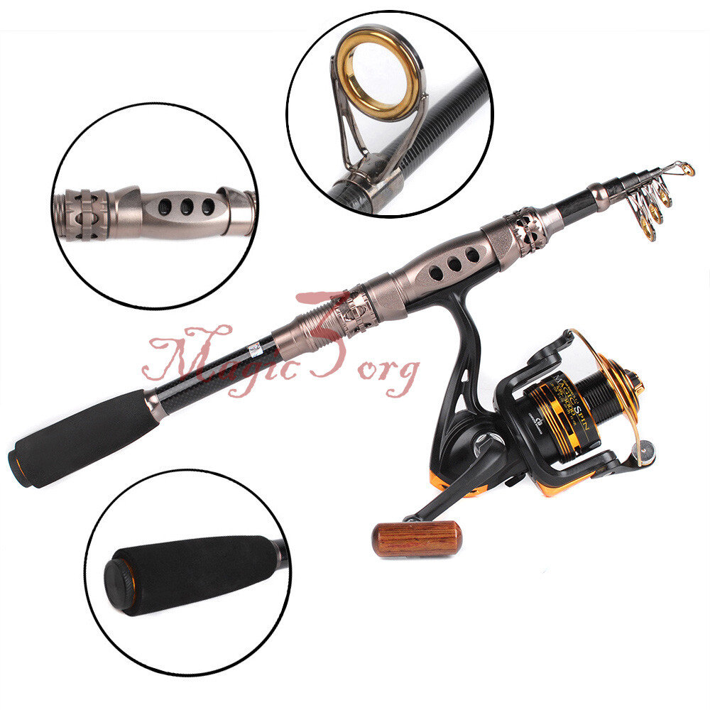 Magic3org Spinning Fishing Rod Pole Telescopic Portable 1.8m 2.1m Travel Bass