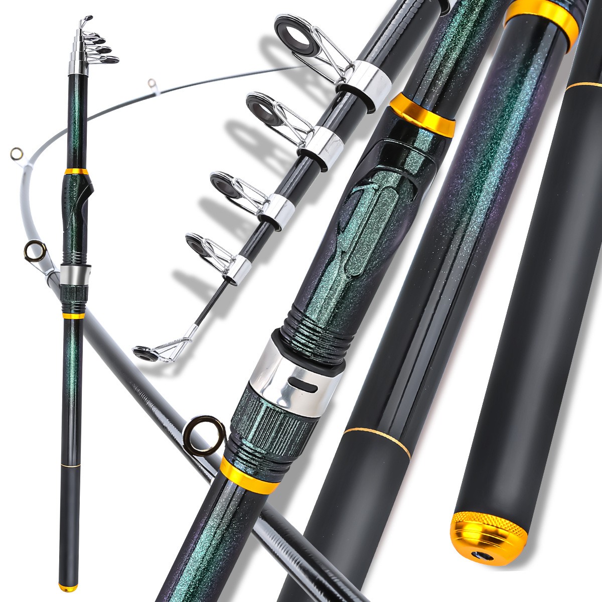 2.7m Portable Fiberglass Fishing Rod New Telescopic Fishing Rod Spinning Rod