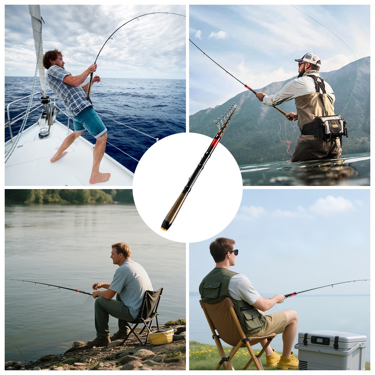 3M Carbon Fiber Telescopic Fishing Rod Fish Pole for Sea Saltwater Freshwater