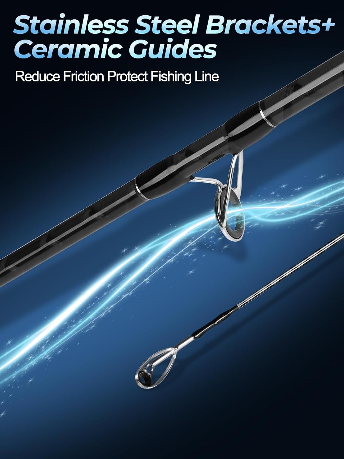 Carbon Fiber Spinning Fishing Rod 7’0″ Medium Heavy Fast Action Black Fishing