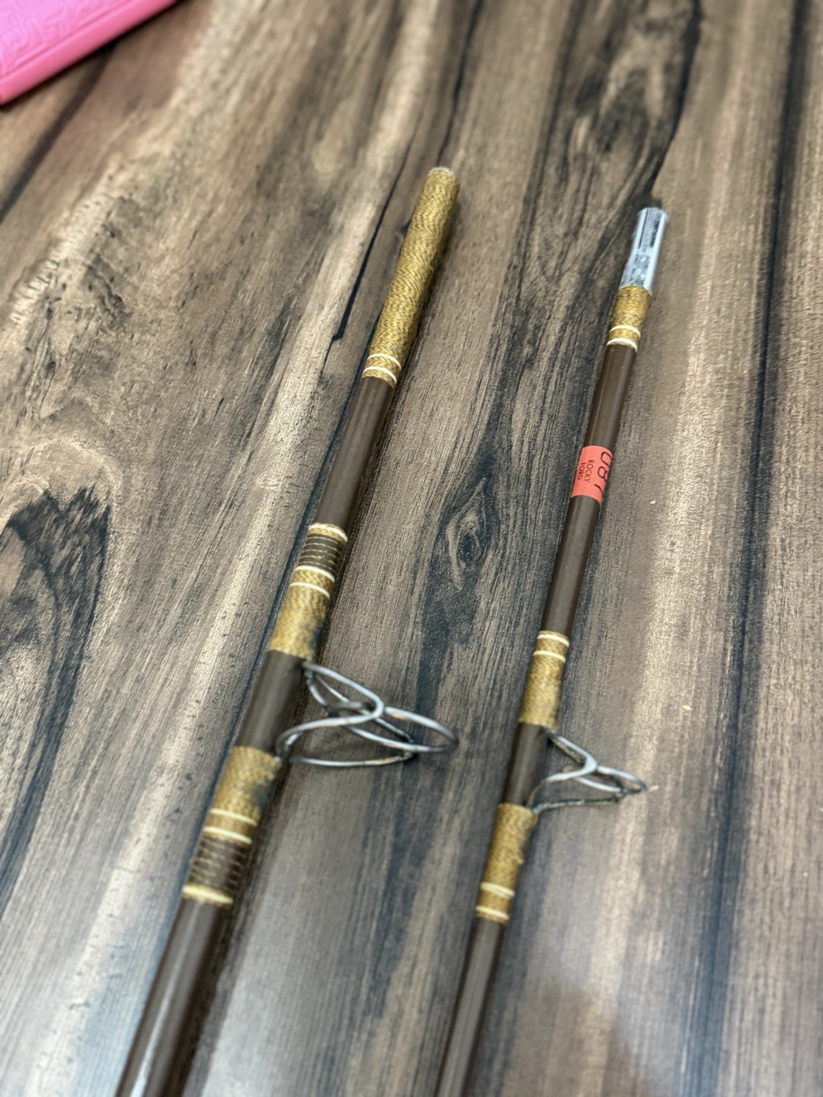 Vintage Abu Garcia 7’6” One Piece Fishing Rod Cork Handle Brown Fiberglass