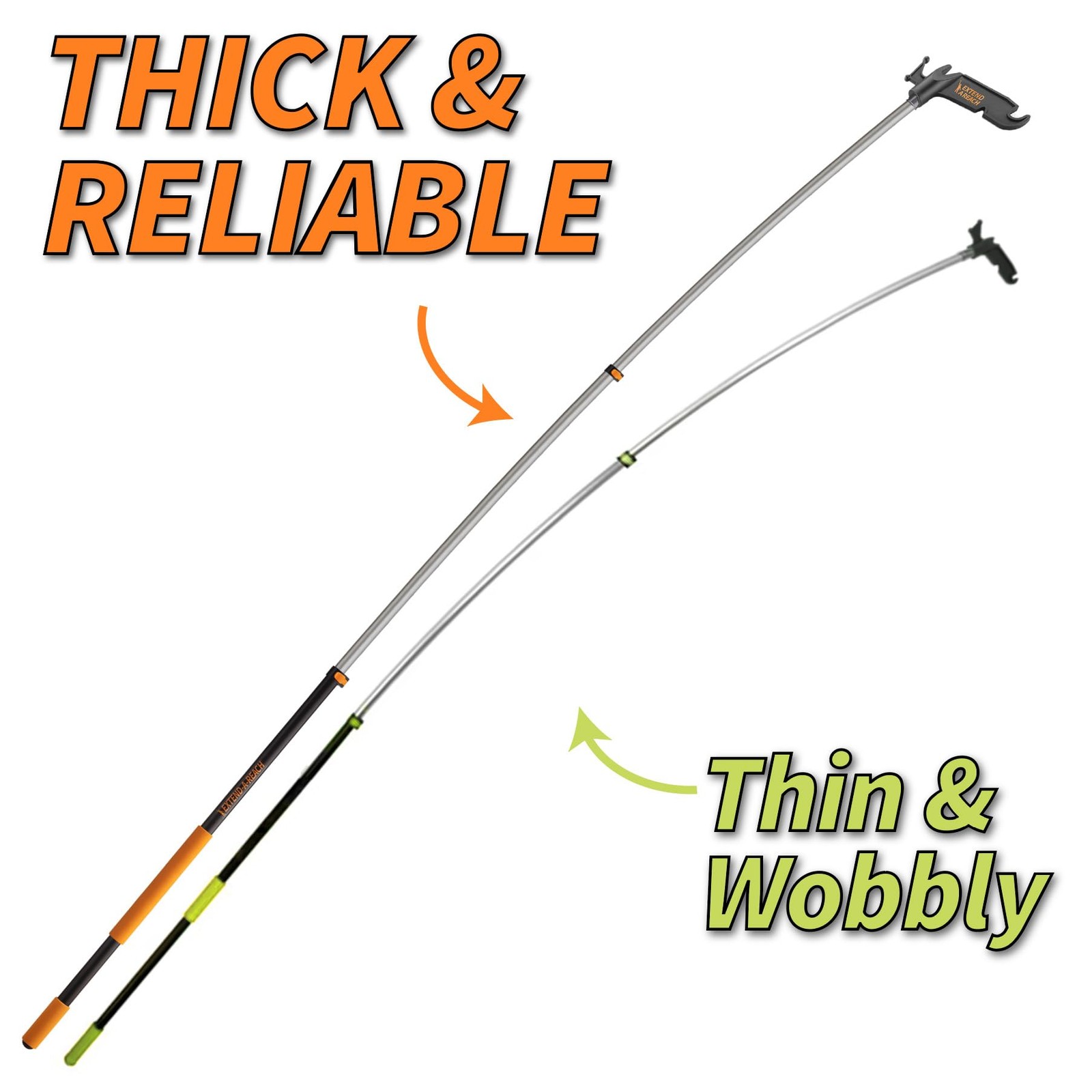 Telescoping Boat Hook Pole for Docking // 7-18 ft 18 feet, Black and Orange