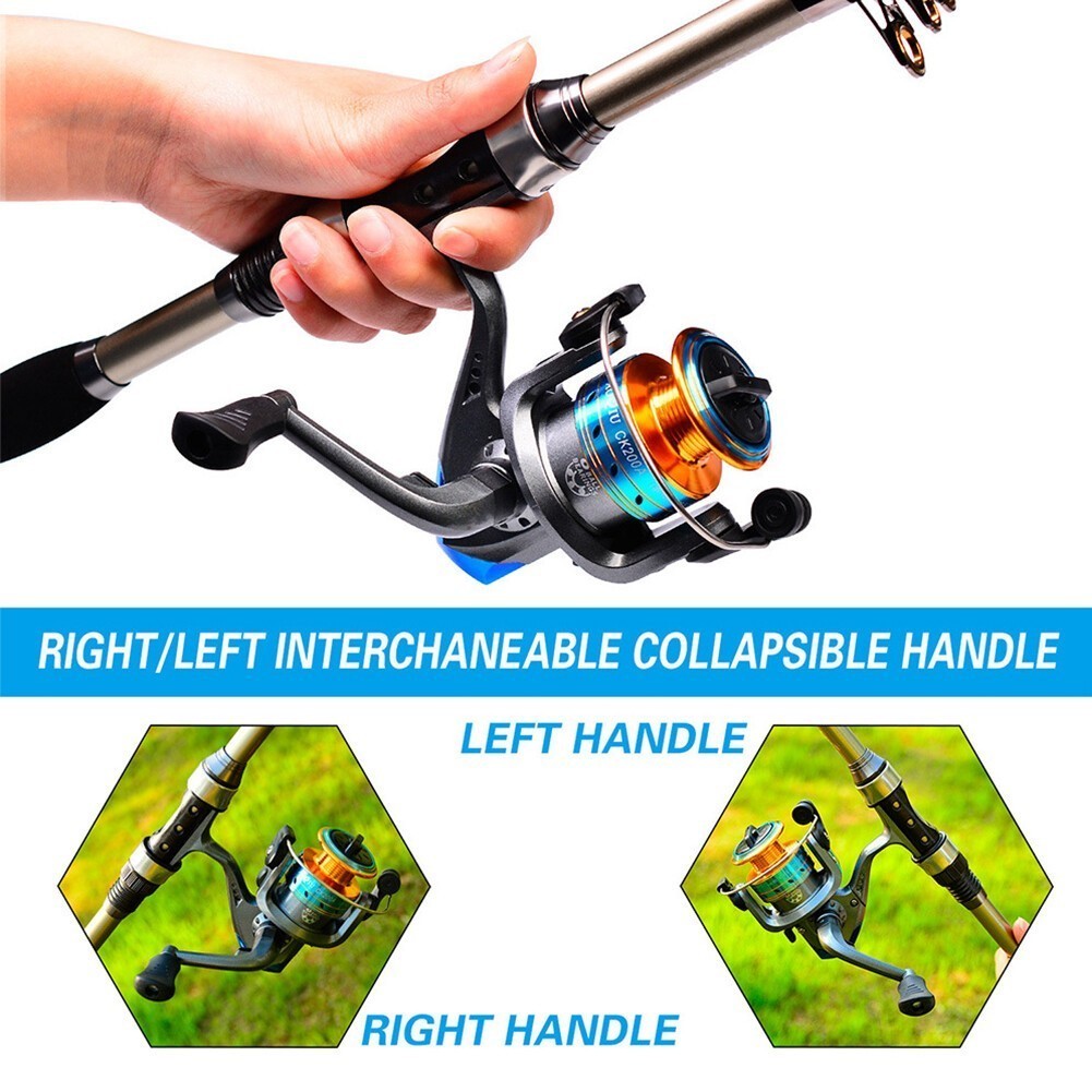 39Pcs Telescopic Fishing Rod Reel Combo Set Casting Rod Spinning Reel Line Lure