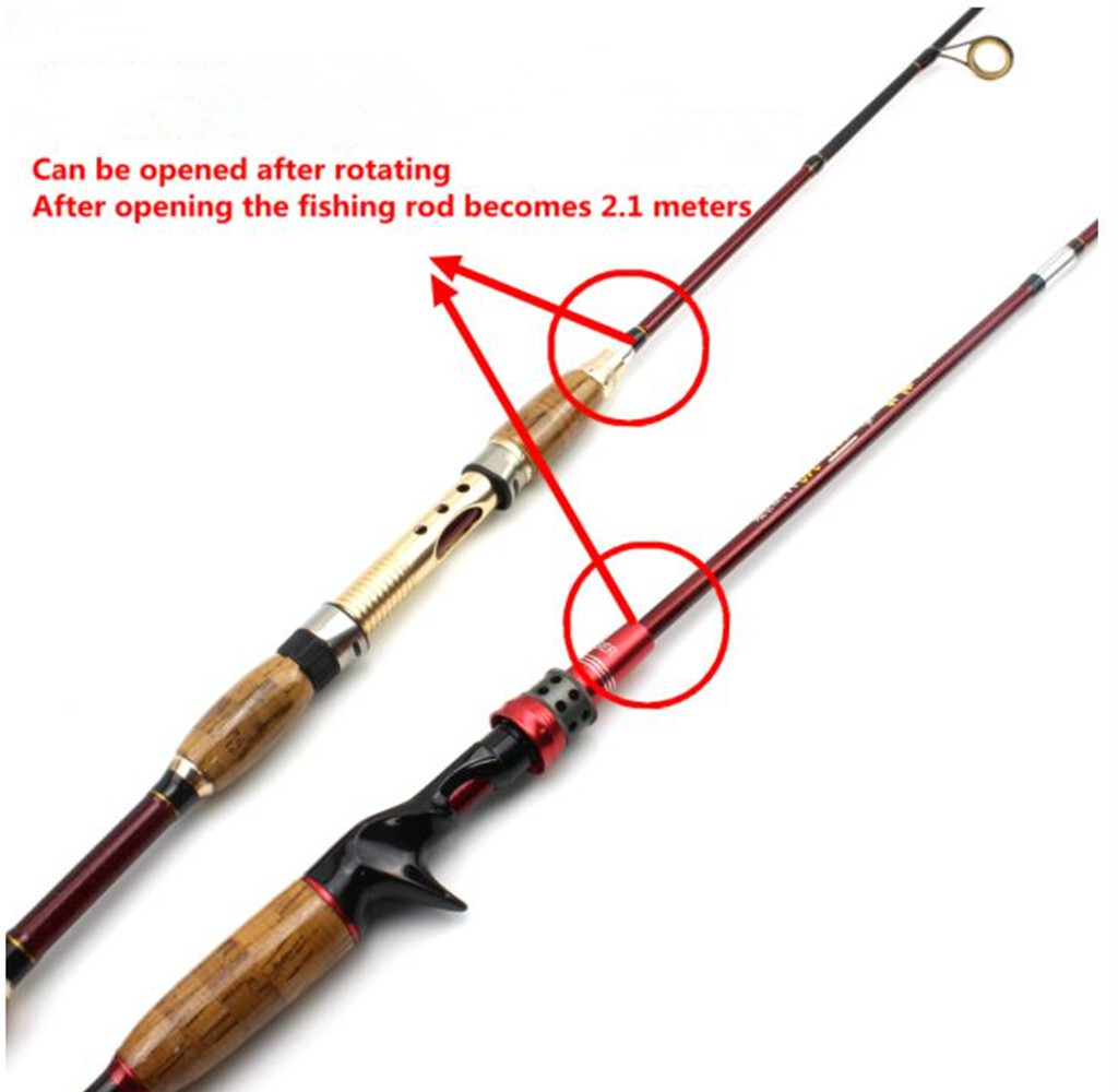 Carbon Fiber Rod Spinning Fishing Rods Casting Travel Rod M Power 2.1M Lure Pole