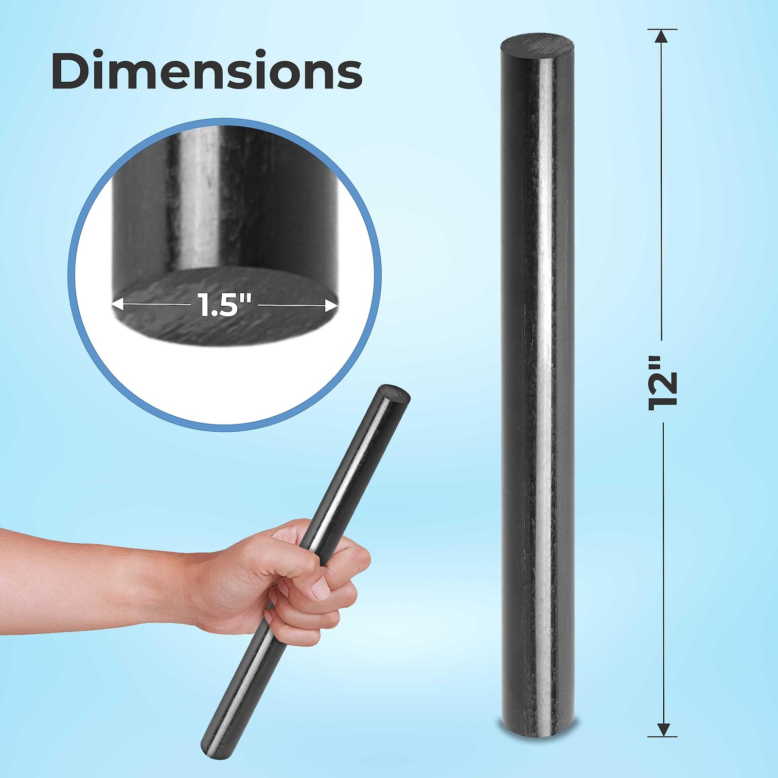 (2 Pack) Round Acetal Copolymer Rods – Standard Tolerance 1 ½ -Inch Diameter …