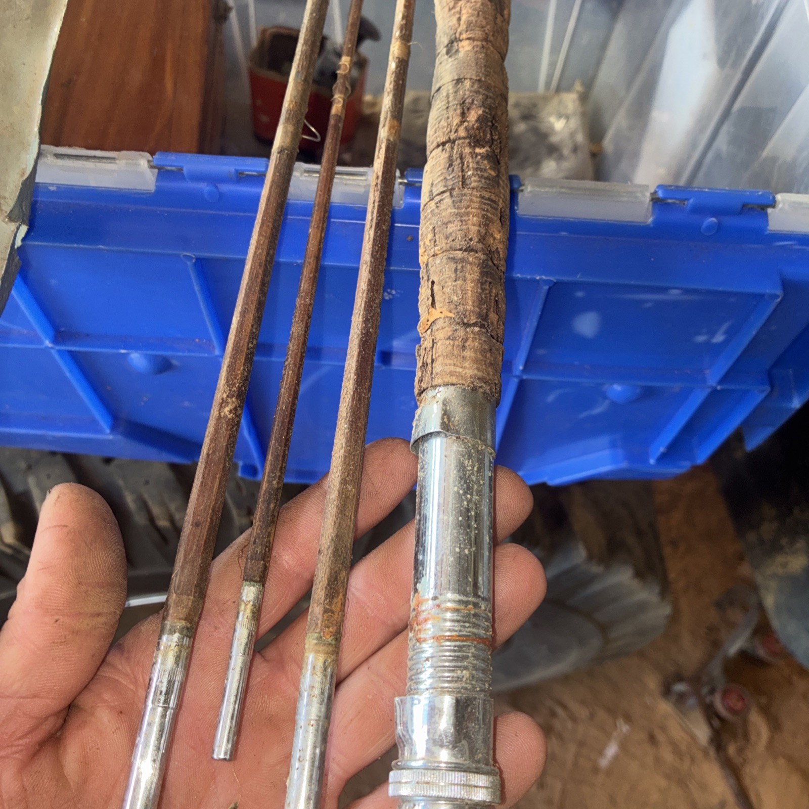 Vintage Wooden Fly Fishing Pole 4 Pieces
