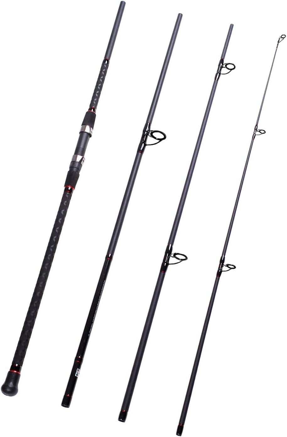 Travel Fishing Rod Solid Carbon Fiber 2-Piece/4-Piece Graphite Surf Spinning Rod