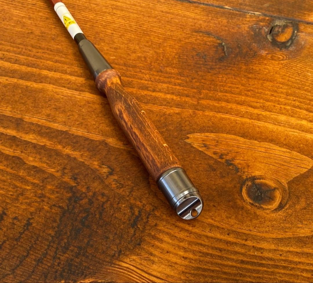 Tanago fishing rod 120cm wood grip brown & white swinging rod used