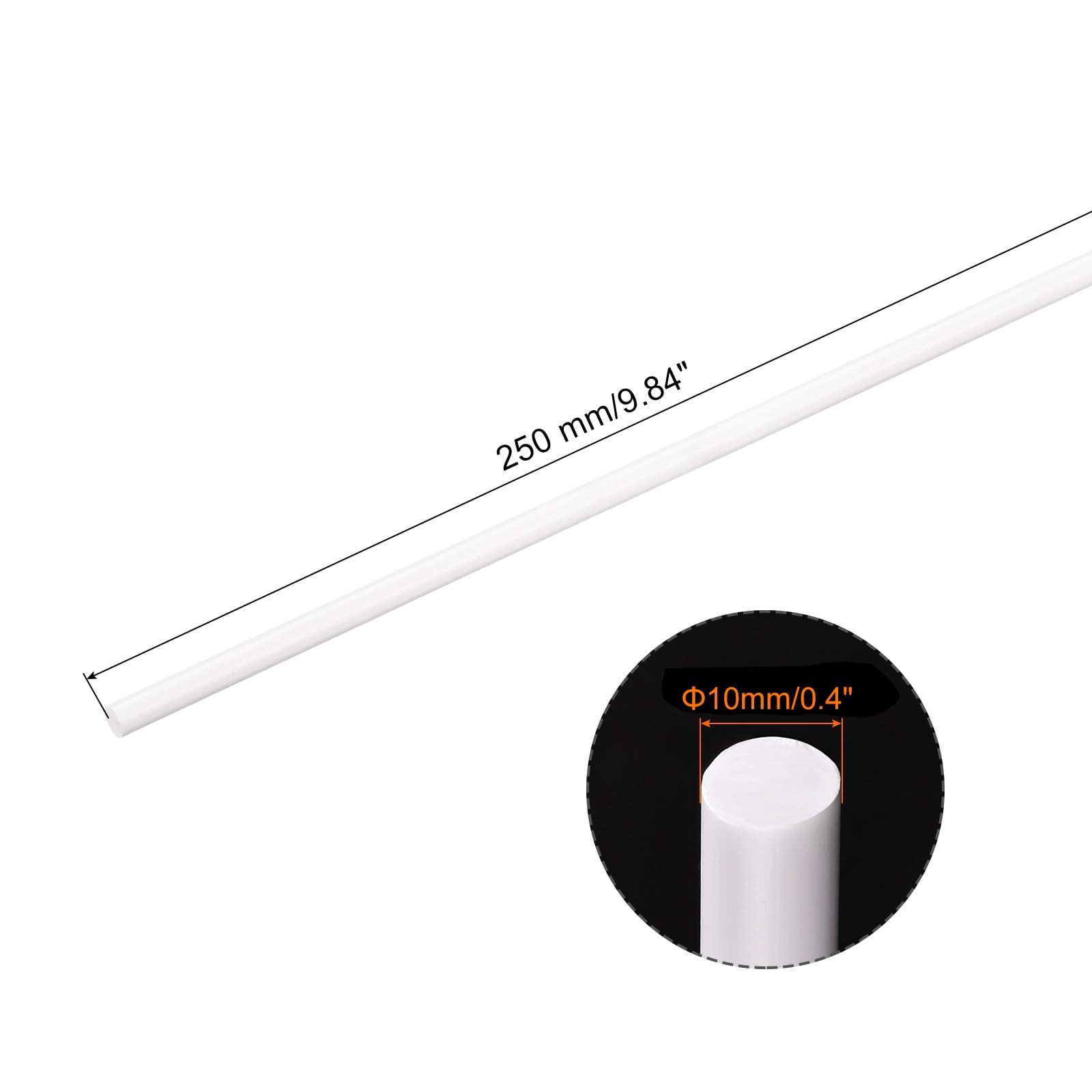 1 PCS ABS Plastic Rod Round Solid Bar 10mm x 250mm White DIY Model Sand Table