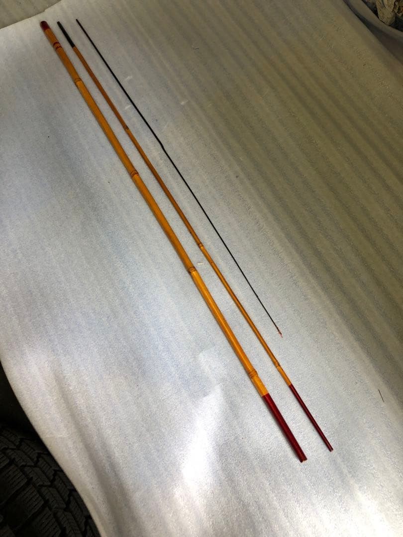 Showa Retro Bamboo Fishing Rod Set 3 Pieces, 100cm & 80cm, Used