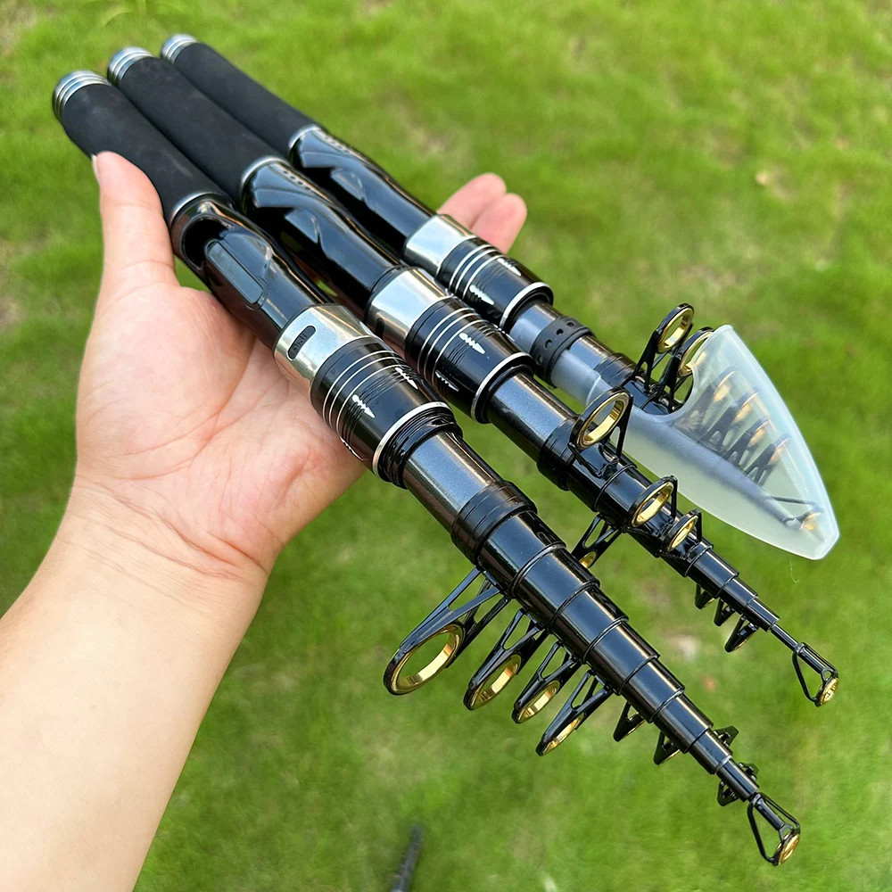 Portable Mini Sea Rod 33Cm Closed Length Carbon Fiber Spinning Rod Travel Fishin